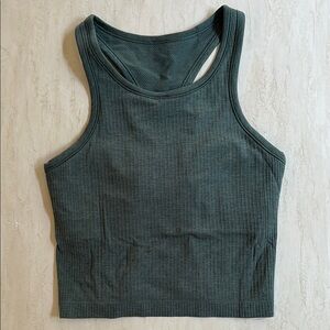Lululemon Dark Green Ebb to Street Crop Tank